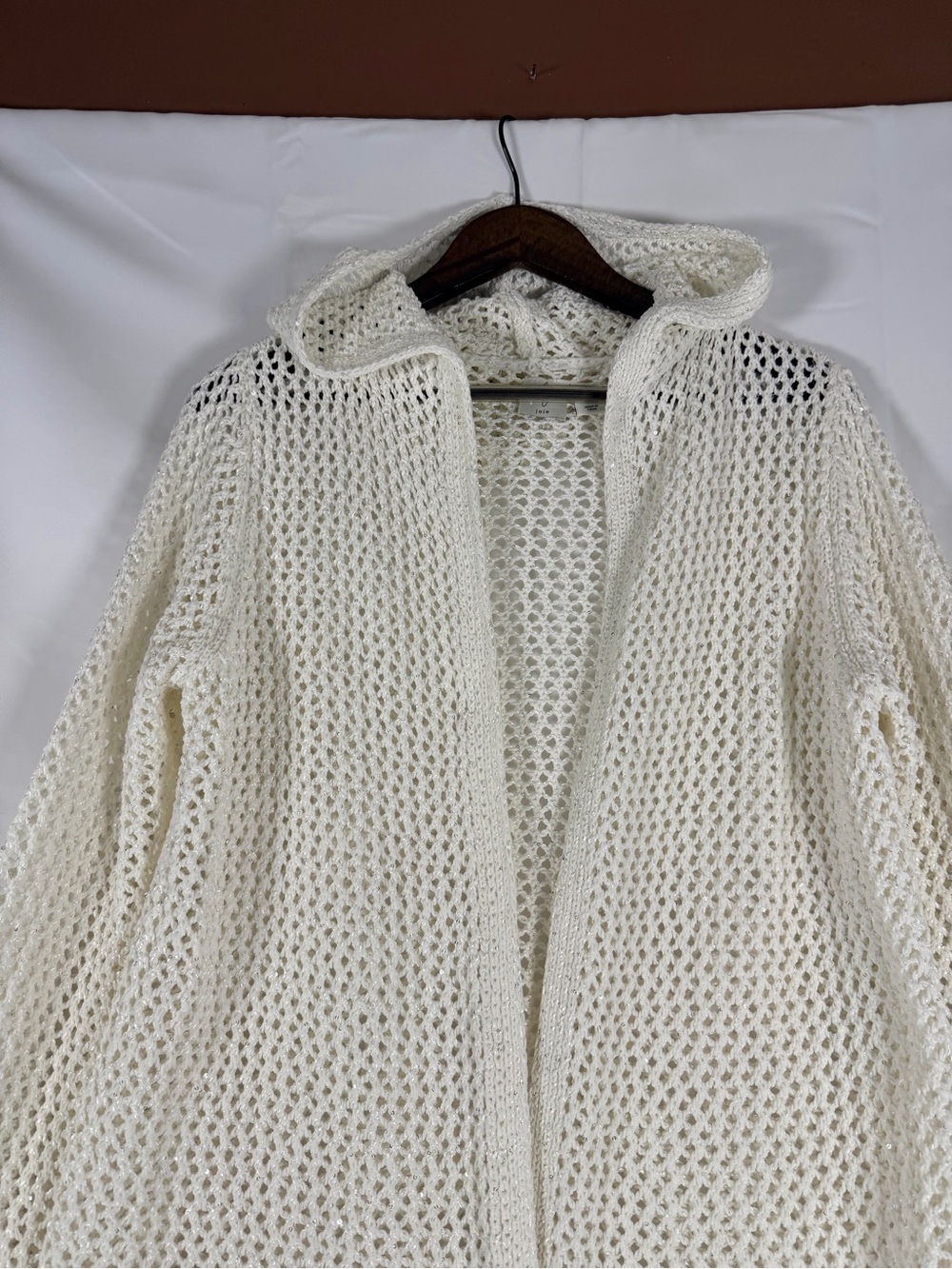 JOIE Women’s Size S Sweater Cardigan Hooded Open Front Sparkly Shimmer Knit - Picture 5 of 13